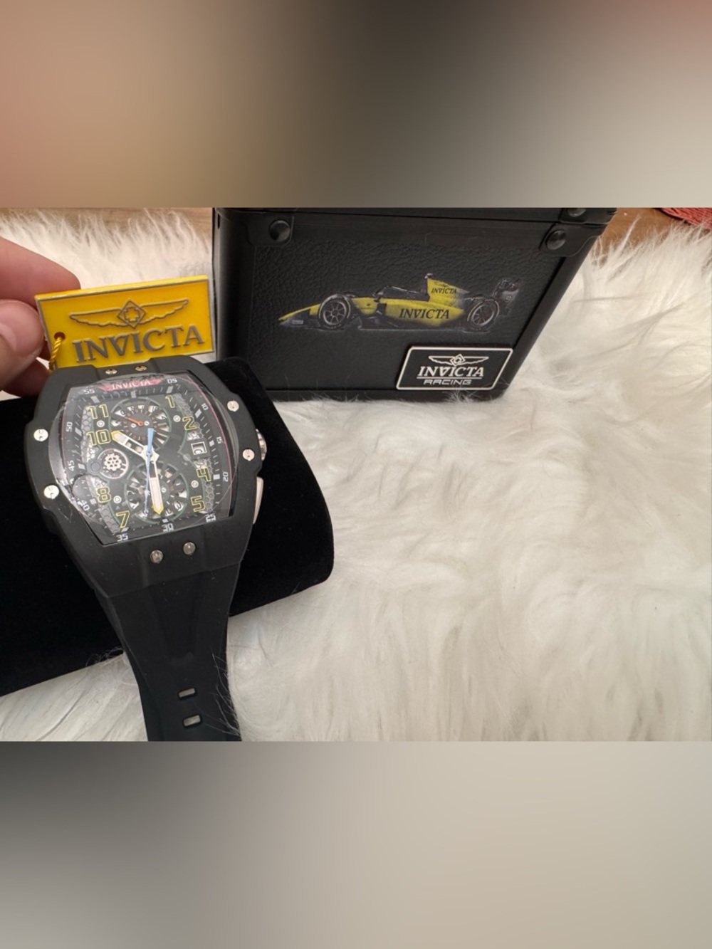 Invicta Black and Yellow Racing Style Men's Chronograph Watch